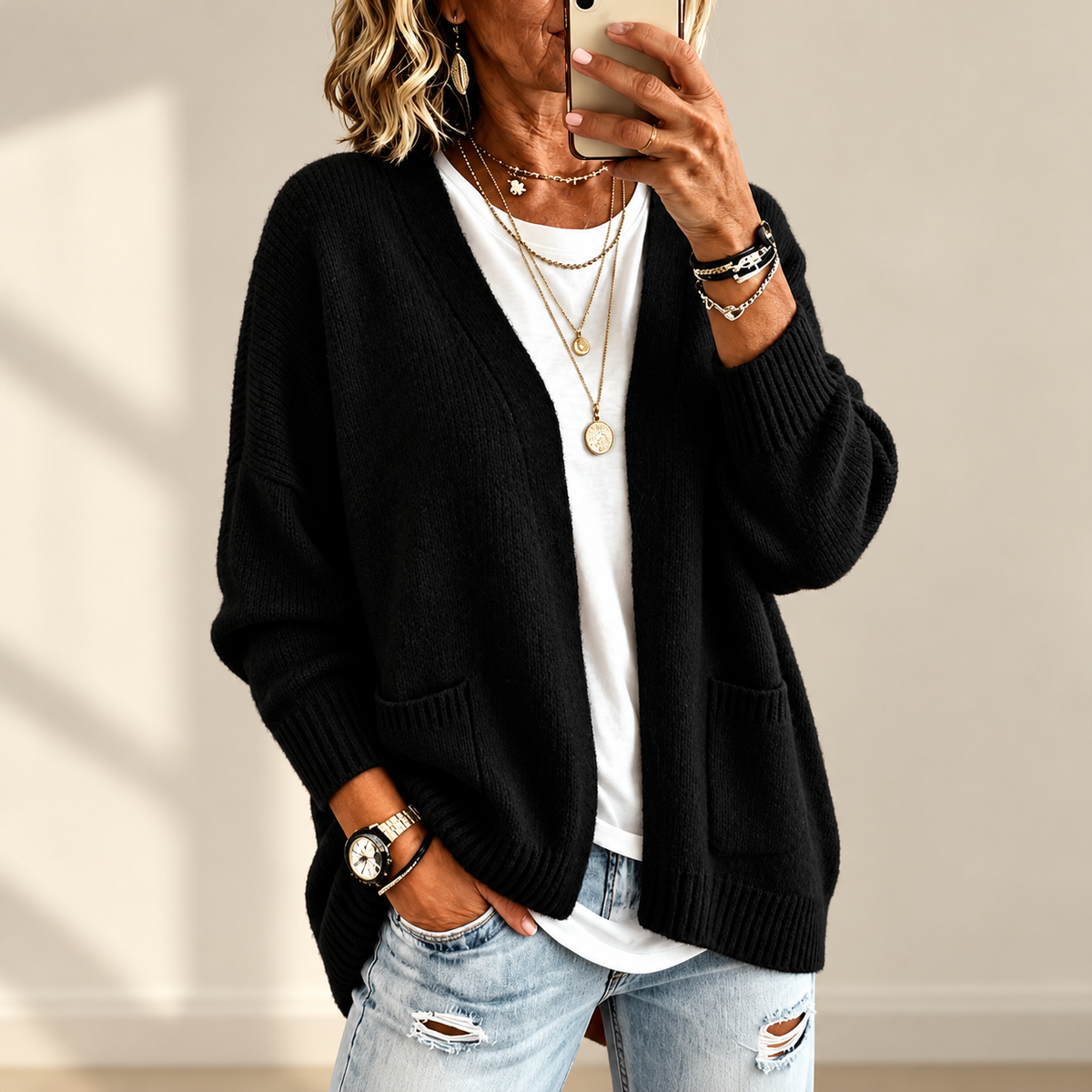 June | Relaxed Open-Front Cardigan