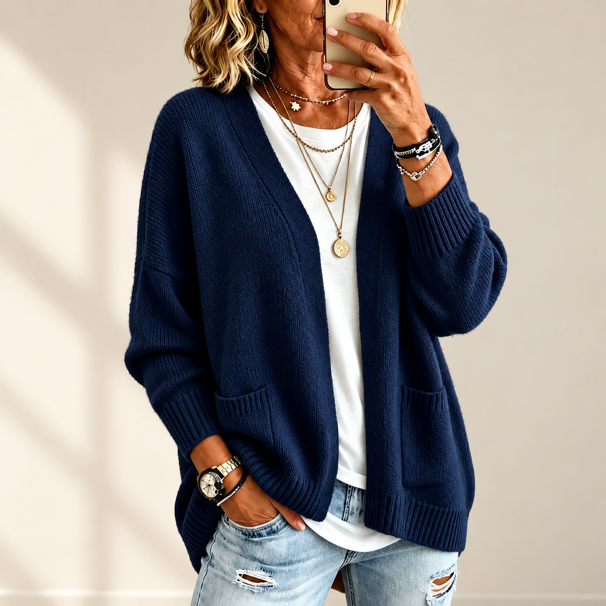 June | Relaxed Open-Front Cardigan