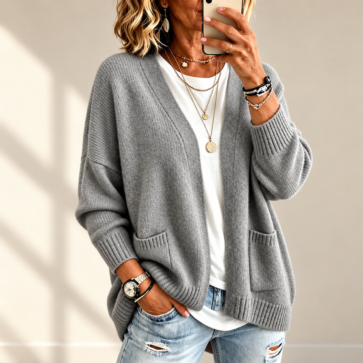 June | Relaxed Open-Front Cardigan