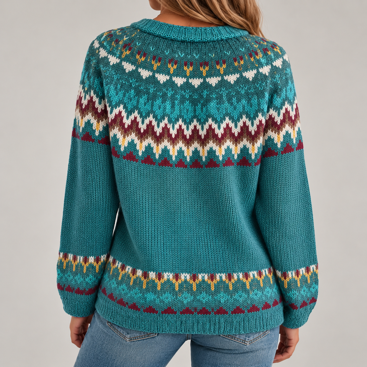 Charlie | Retro Wave Pattern Pullover Sweater