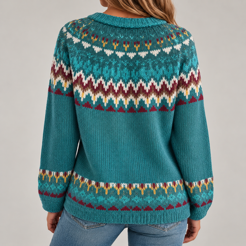 Charlie | Retro Wave Pattern Pullover Sweater