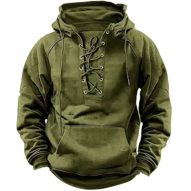 DUNCAN | Lace-up hoodie with a kangaroo pocket