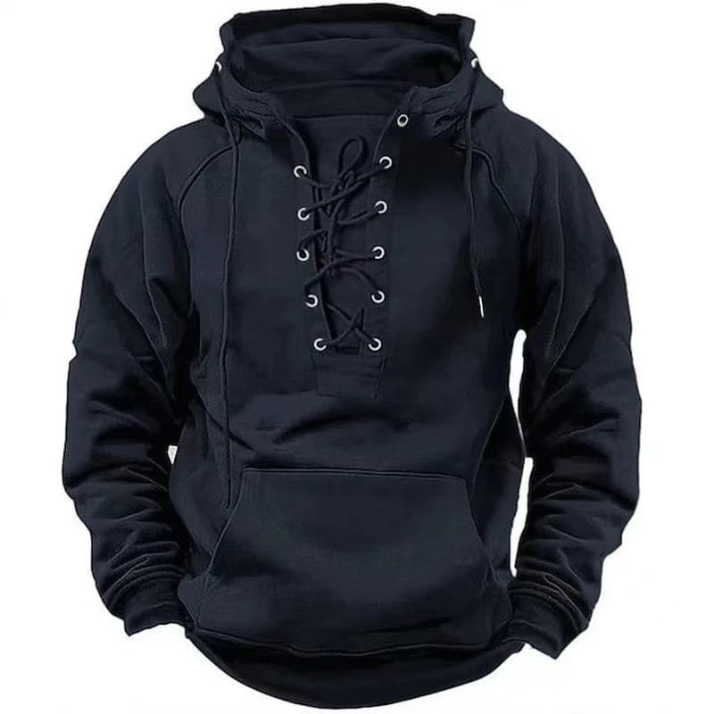 DUNCAN | Lace-up hoodie with a kangaroo pocket