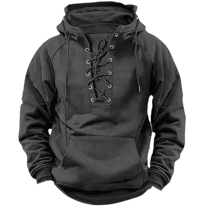 DUNCAN | Lace-up hoodie with a kangaroo pocket