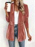 Sienna™ | Rust Velvet Button-Tab Cardigan