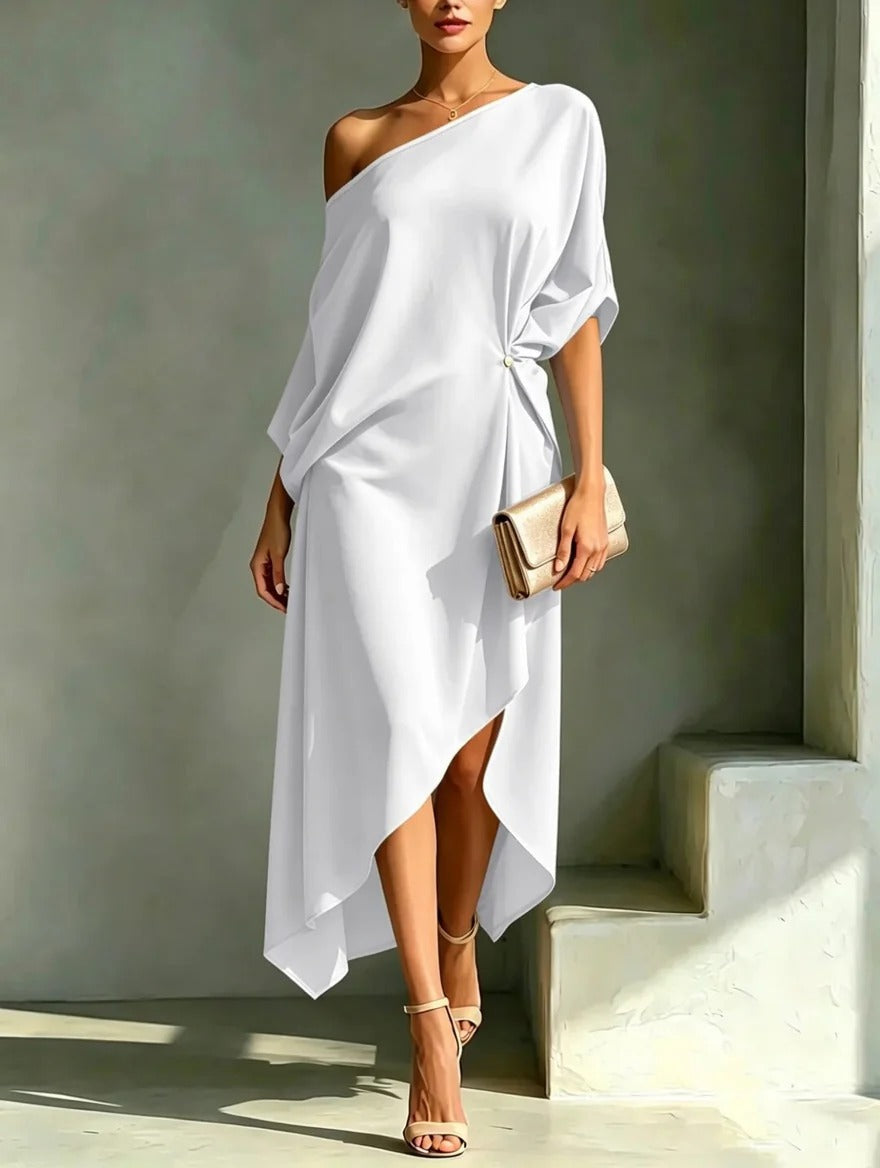 Edna™ One-Shoulder Asymmetric Midi Dress