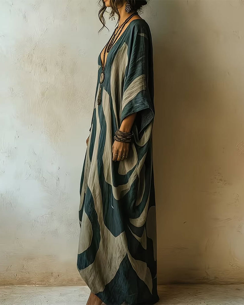 Frieda™ Abstract Print Kaftan Maxi Dress