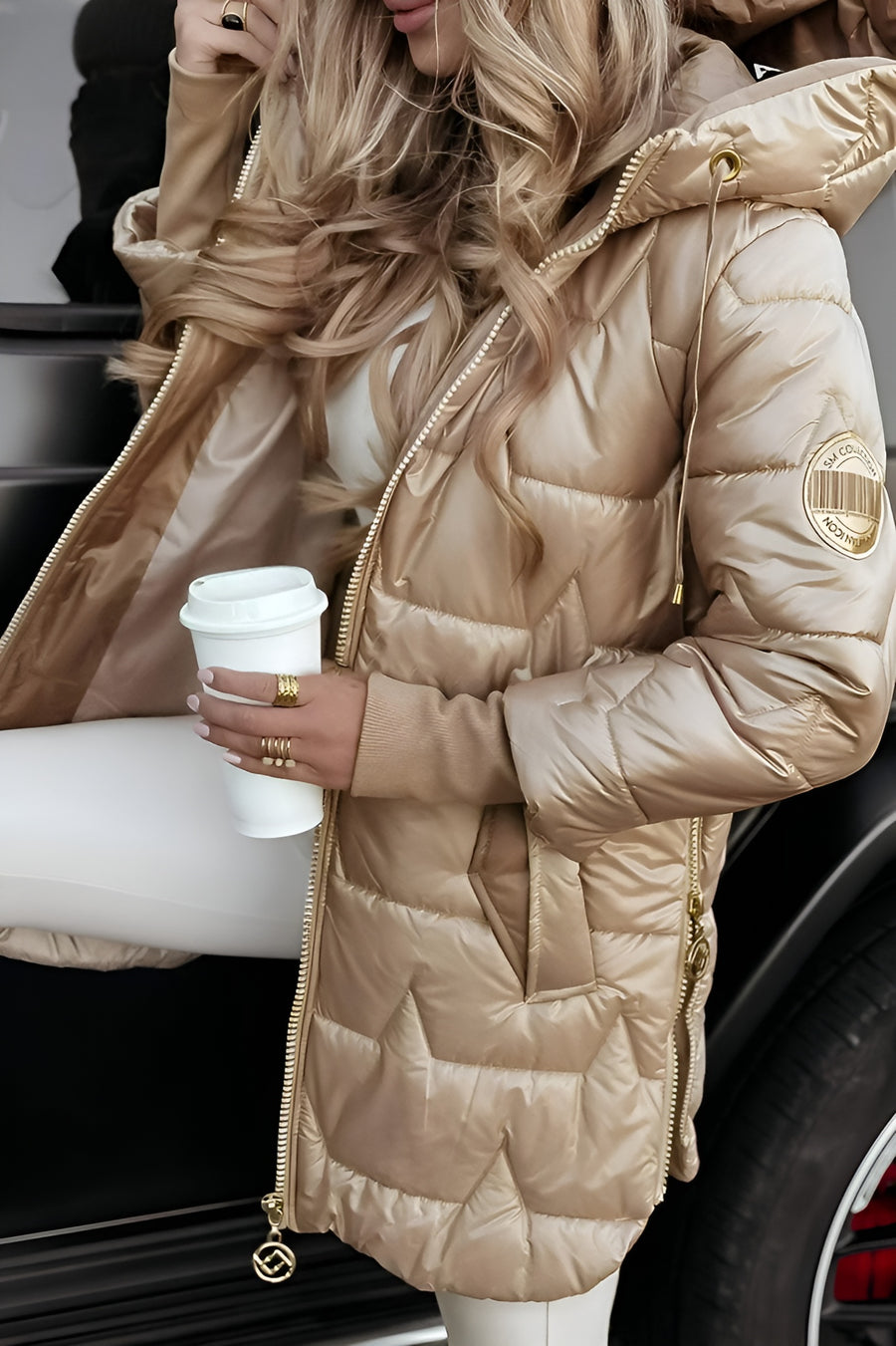 Mageina | Stylish winter coat with hood and lining