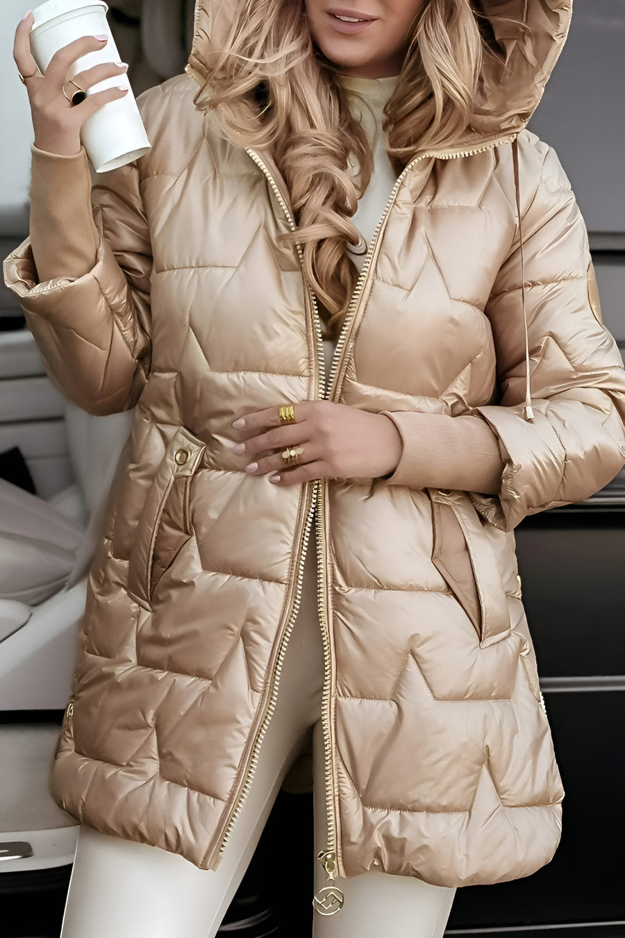 Mageina | Stylish winter coat with hood and lining