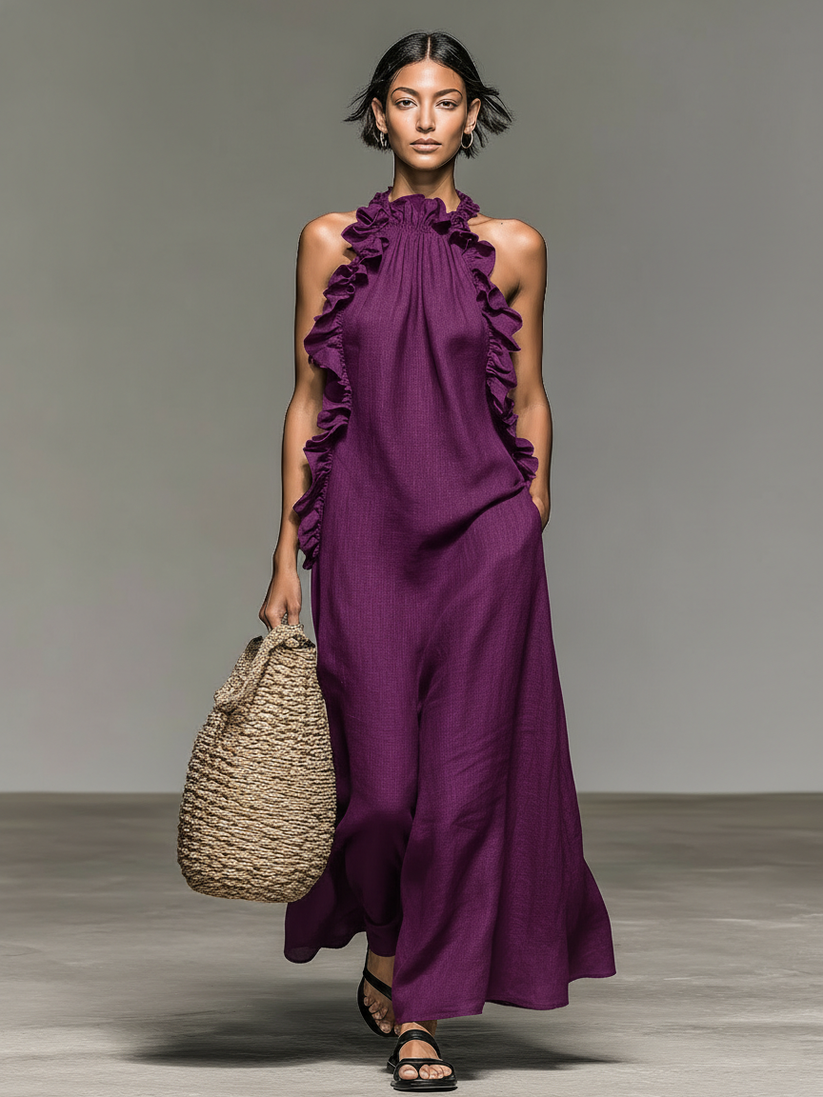 Jeanette™ Ruffle Trim Maxi Dress