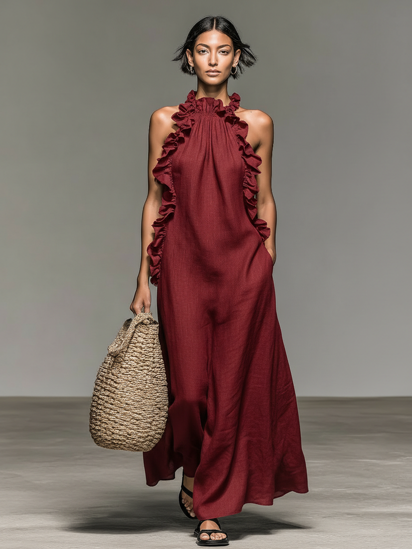 Jeanette™ Ruffle Trim Maxi Dress