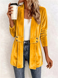 Maeve™ | Mustard Velvet Button-Tab Cardigan