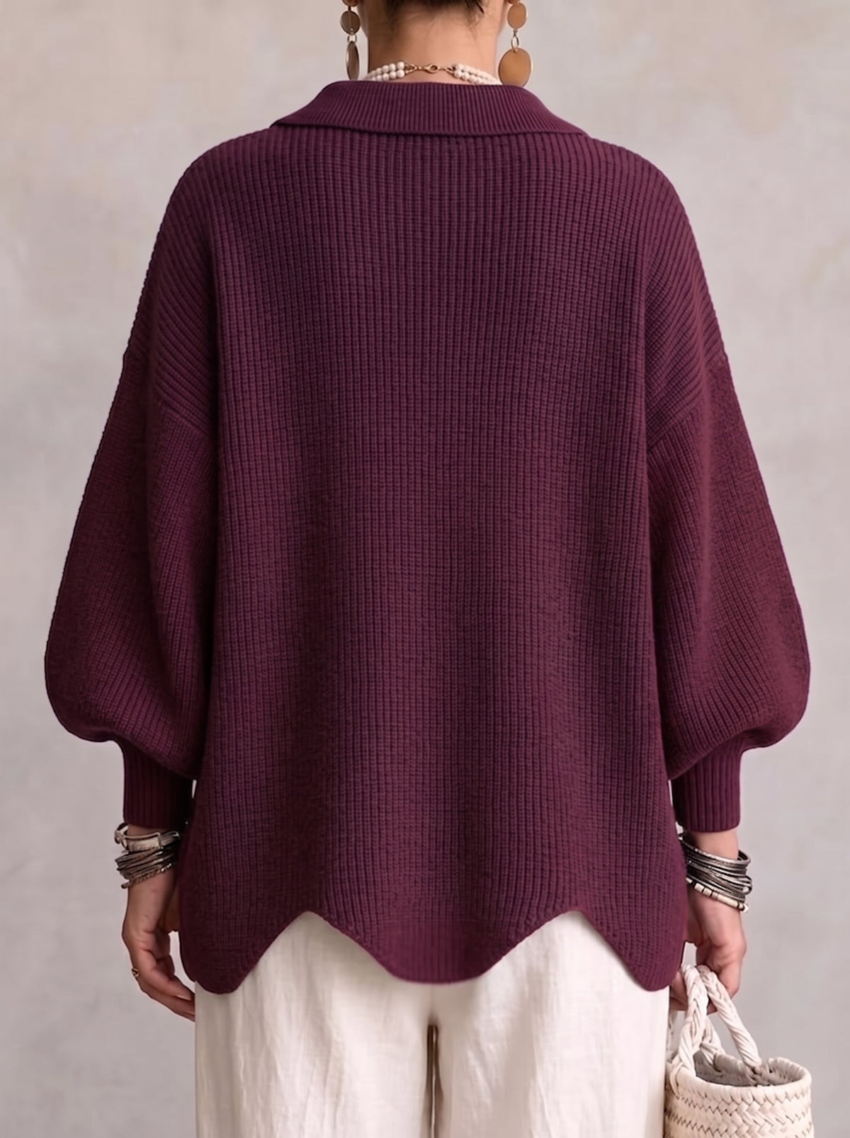 Josephine | Oversized Collared Cardigan With Large Metal Buttons