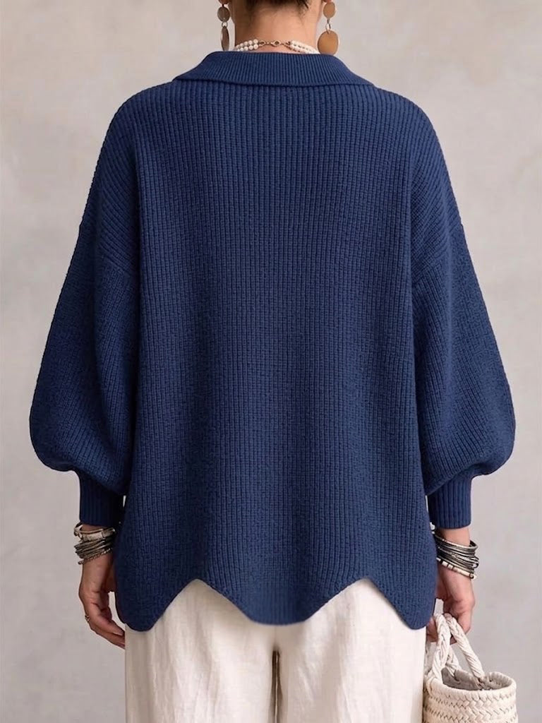 Josephine | Oversized Collared Cardigan With Large Metal Buttons