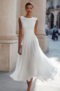 Simone™ Draped Neck Pleated Midi Dress